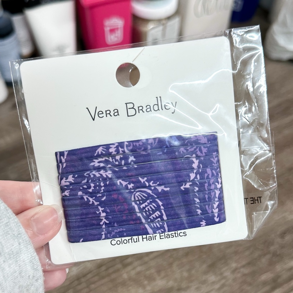 Vera Bradley Hair Elastics - Paisley Amethyst - Set of 8 - new in packaging